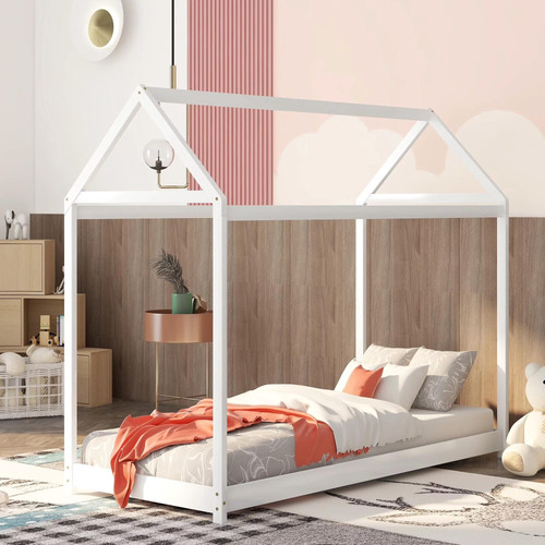 Wood twin size kids house - house, bed